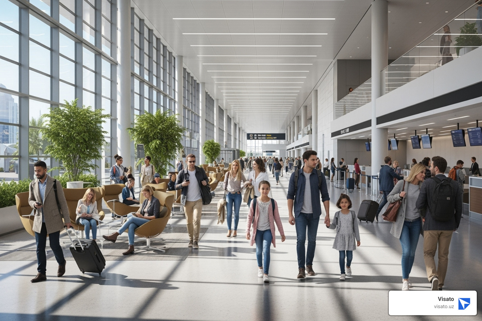The modern interior of Tashkent International Airport terminal, bustling with travelers. - uzbekistan tourist visa requirements for indian The modern interior of Tashkent International Airport terminal, bustling with travelers. - uzbekistan tourist visa requirements for indian