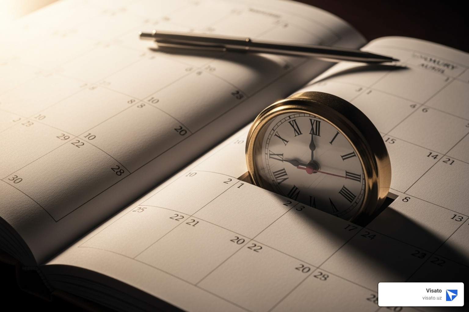 calendar and a clock icon symbolizing processing time - Uzbekistan visa online calendar and a clock icon symbolizing processing time - Uzbekistan visa online
