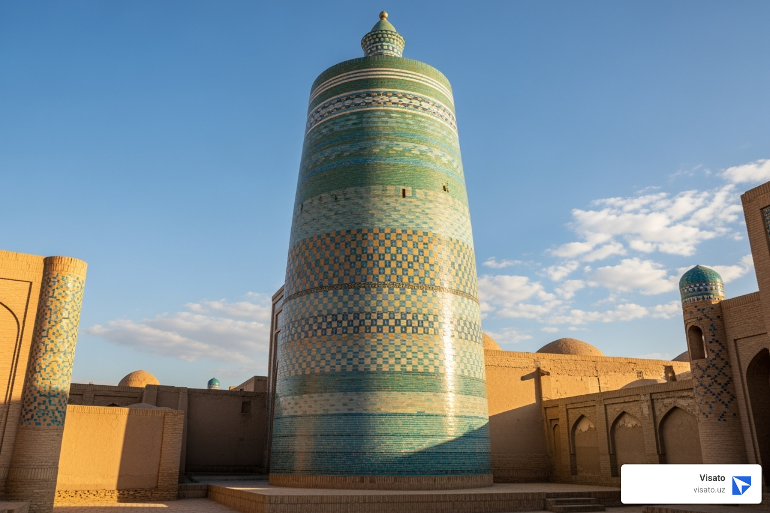 the vibrant blue Kalta Minor Minaret - Khiva tourist attractions the vibrant blue Kalta Minor Minaret - Khiva tourist attractions