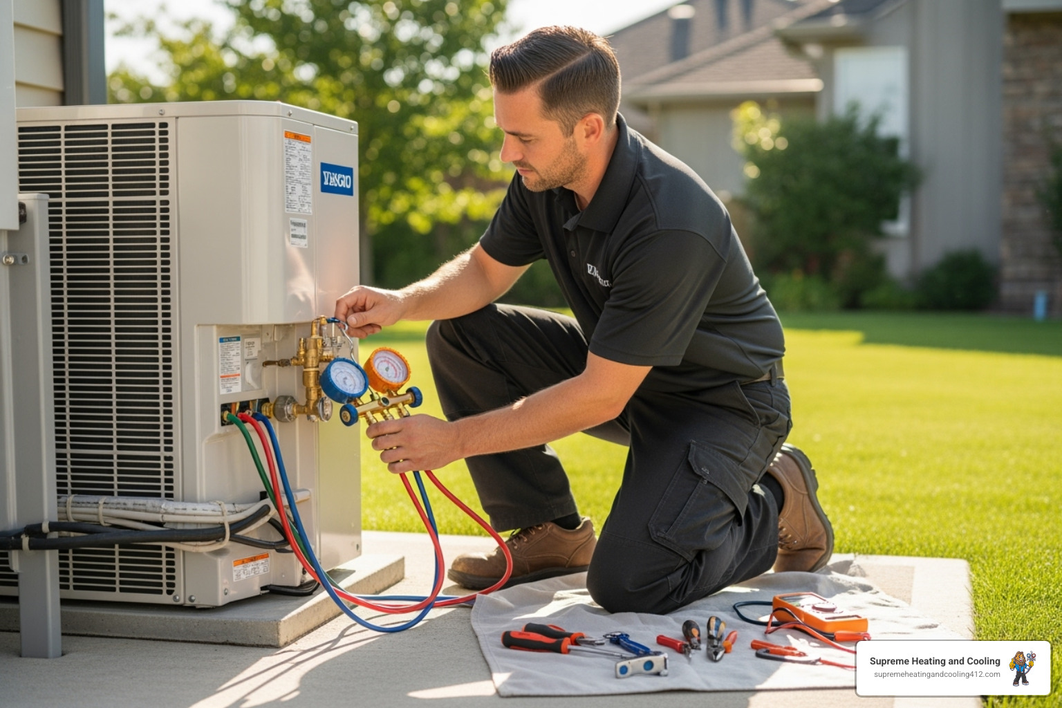 technician performing routine maintenance on a heat pump - heat pump leaking water in sewickley, pa technician performing routine maintenance on a heat pump - heat pump leaking water in sewickley, pa
