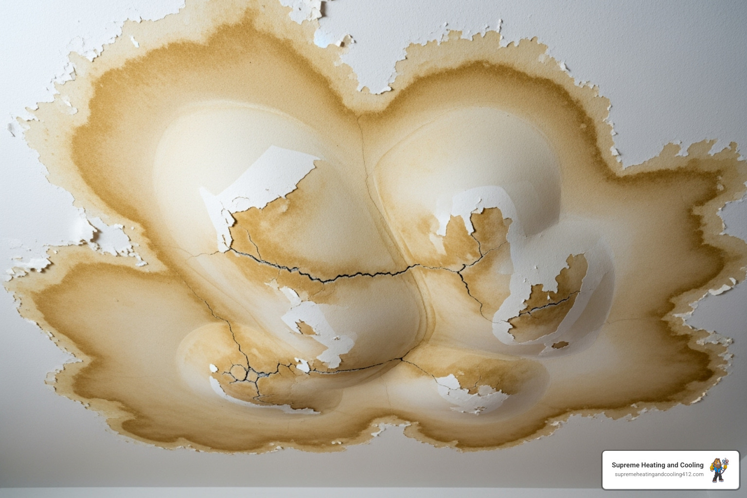 water damage on a ceiling - heat pump leaking water in crafton, pa water damage on a ceiling - heat pump leaking water in crafton, pa