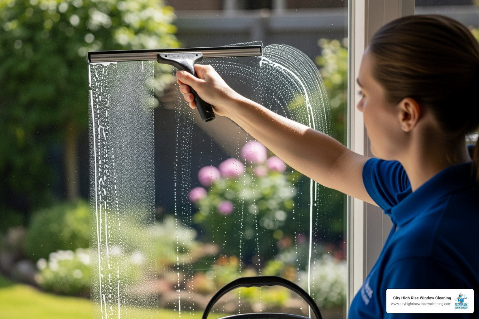 someone using a squeegee on a window with perfect technique - easiest way to clean house windows someone using a squeegee on a window with perfect technique - easiest way to clean house windows