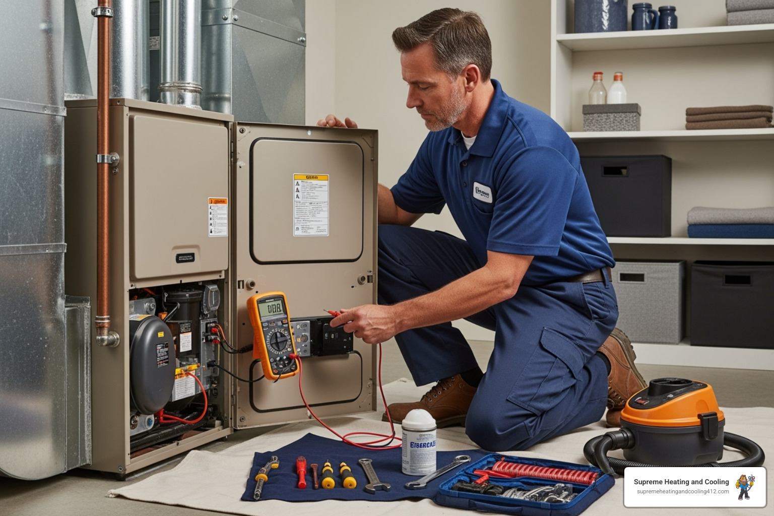 technician performing furnace tune-up - best heating company in cranberry township, pa technician performing furnace tune-up - best heating company in cranberry township, pa