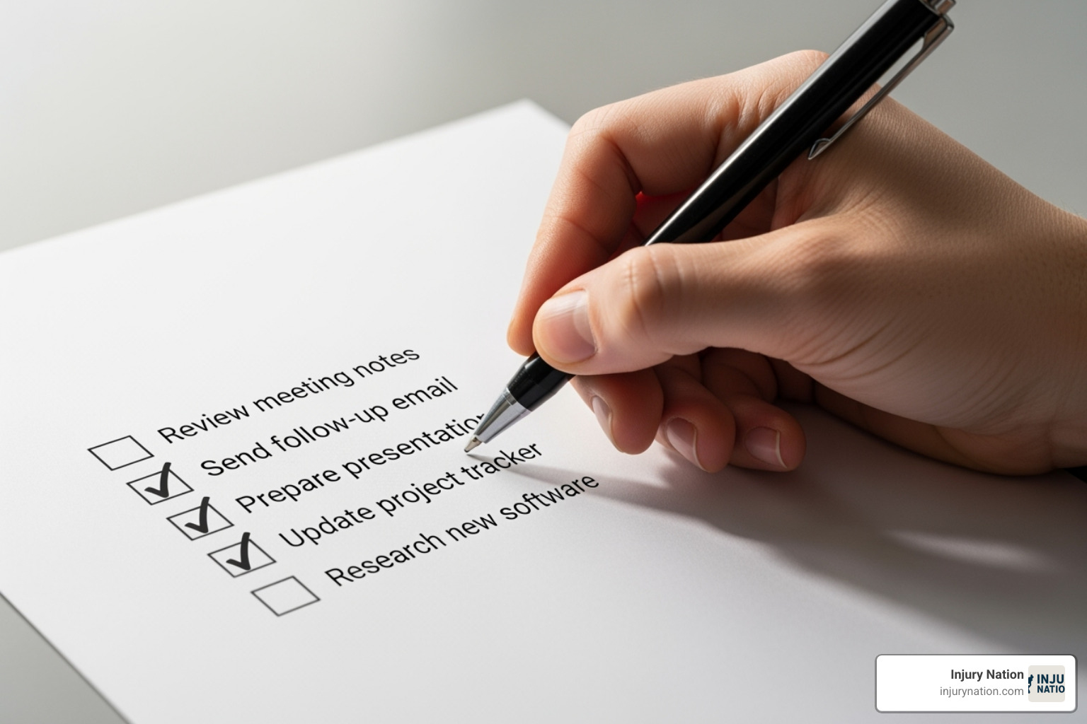 checklist with items like "Saves Time," "Compare Lawyers," and "Vetted Profiles" ticked off - injury lawyer directory