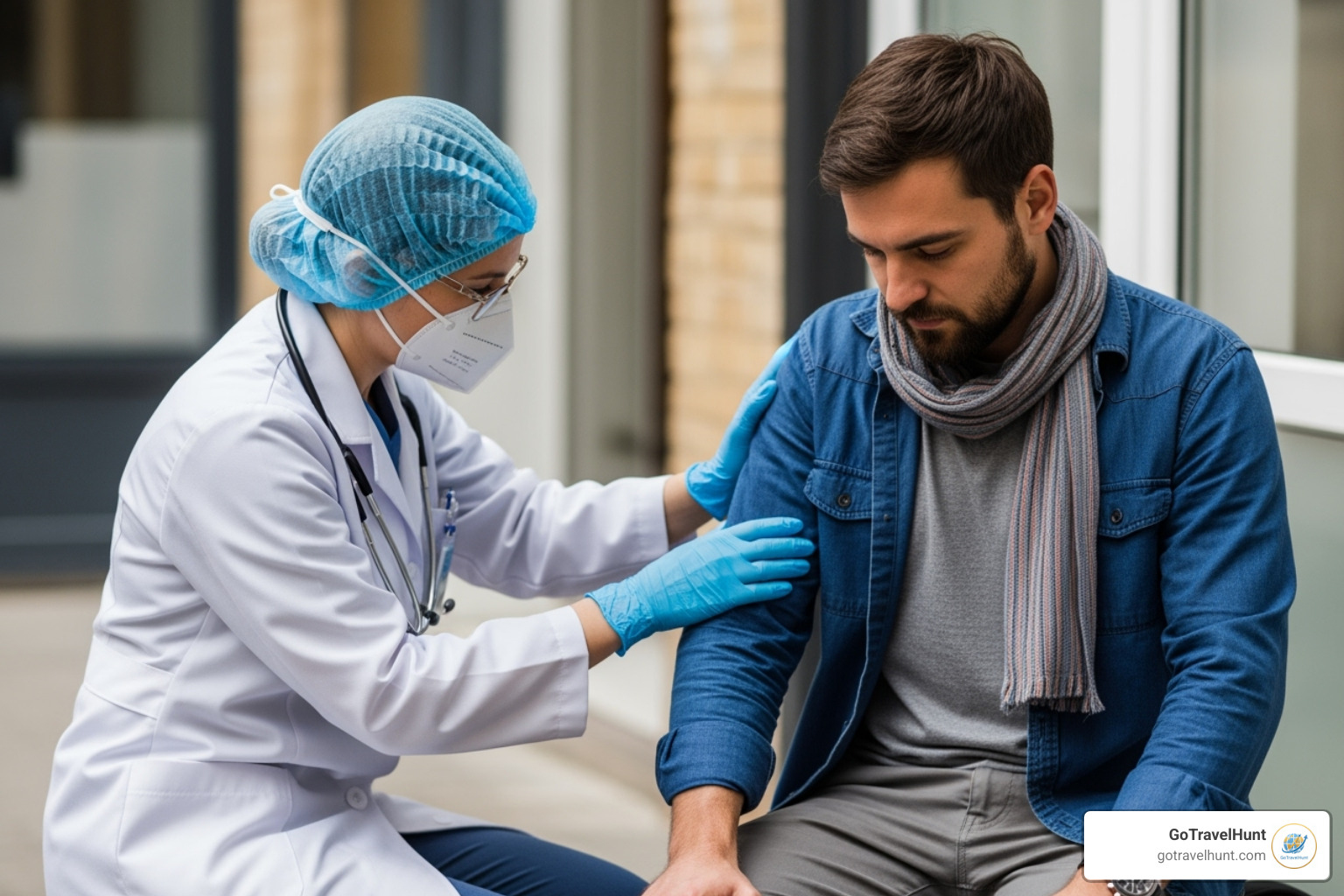 medical professional assisting a traveler in a foreign country - trip medical insurance medical professional assisting a traveler in a foreign country - trip medical insurance