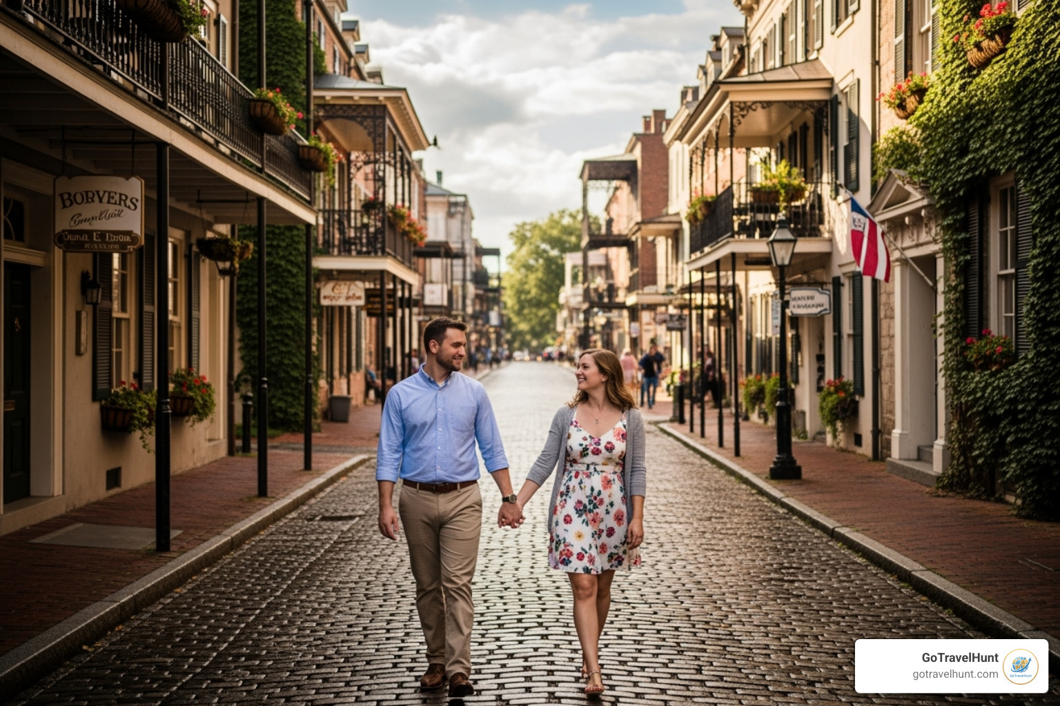 couple walking hand-in-hand down a historic cobblestone street - inexpensive romantic vacations