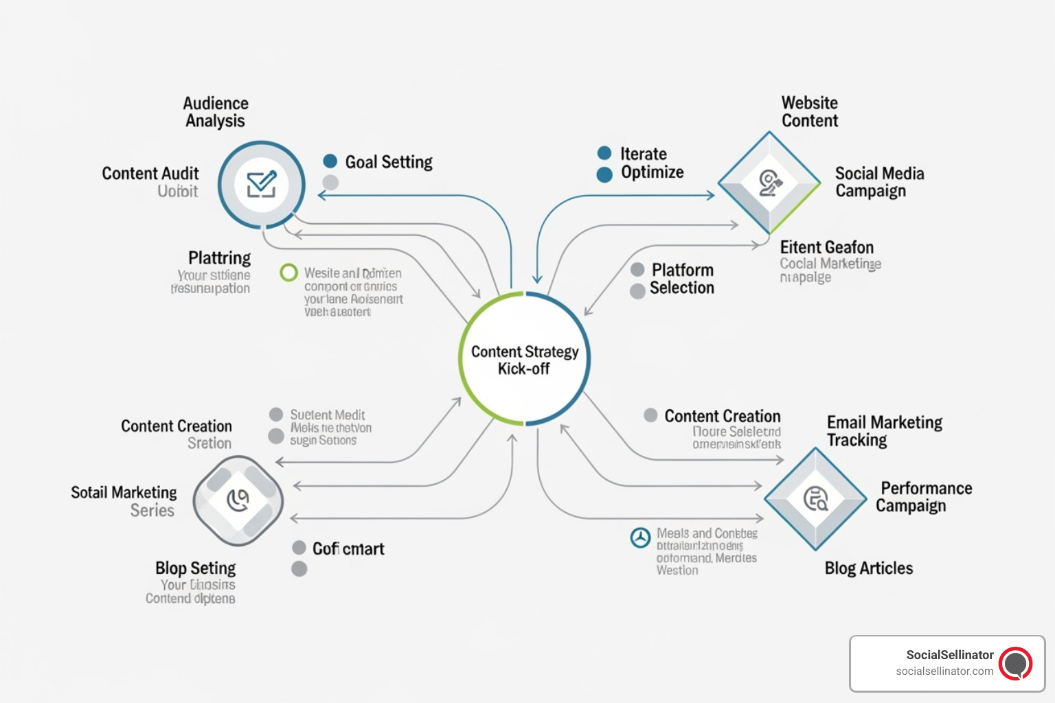 A flowchart illustrating the content decision-making process: Start with a piece of content. Ask: Is it high-performing, relevant, and accurate? If yes, Keep As-Is. If no, ask: Can it be improved or updated? If yes, Update/Refresh. If no, ask: Can it be combined with other content? If yes, Consolidate & Redirect. If no, Delete/Prune. - content strategy audit