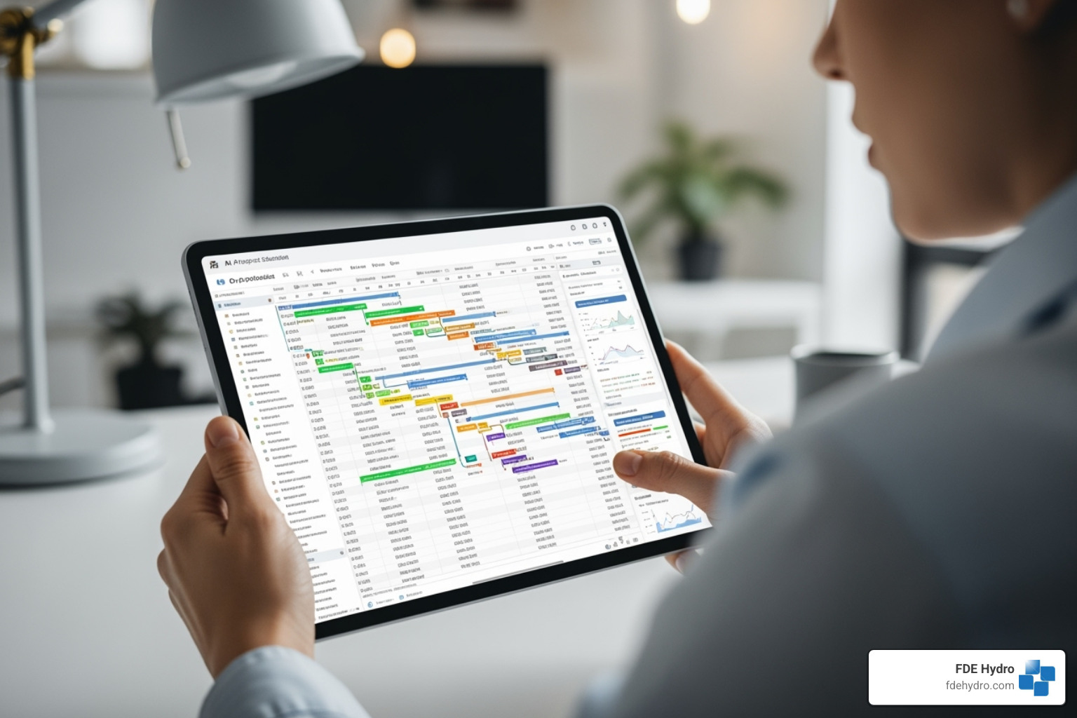 Project manager viewing an AI-optimized schedule on a tablet - AI for resource management