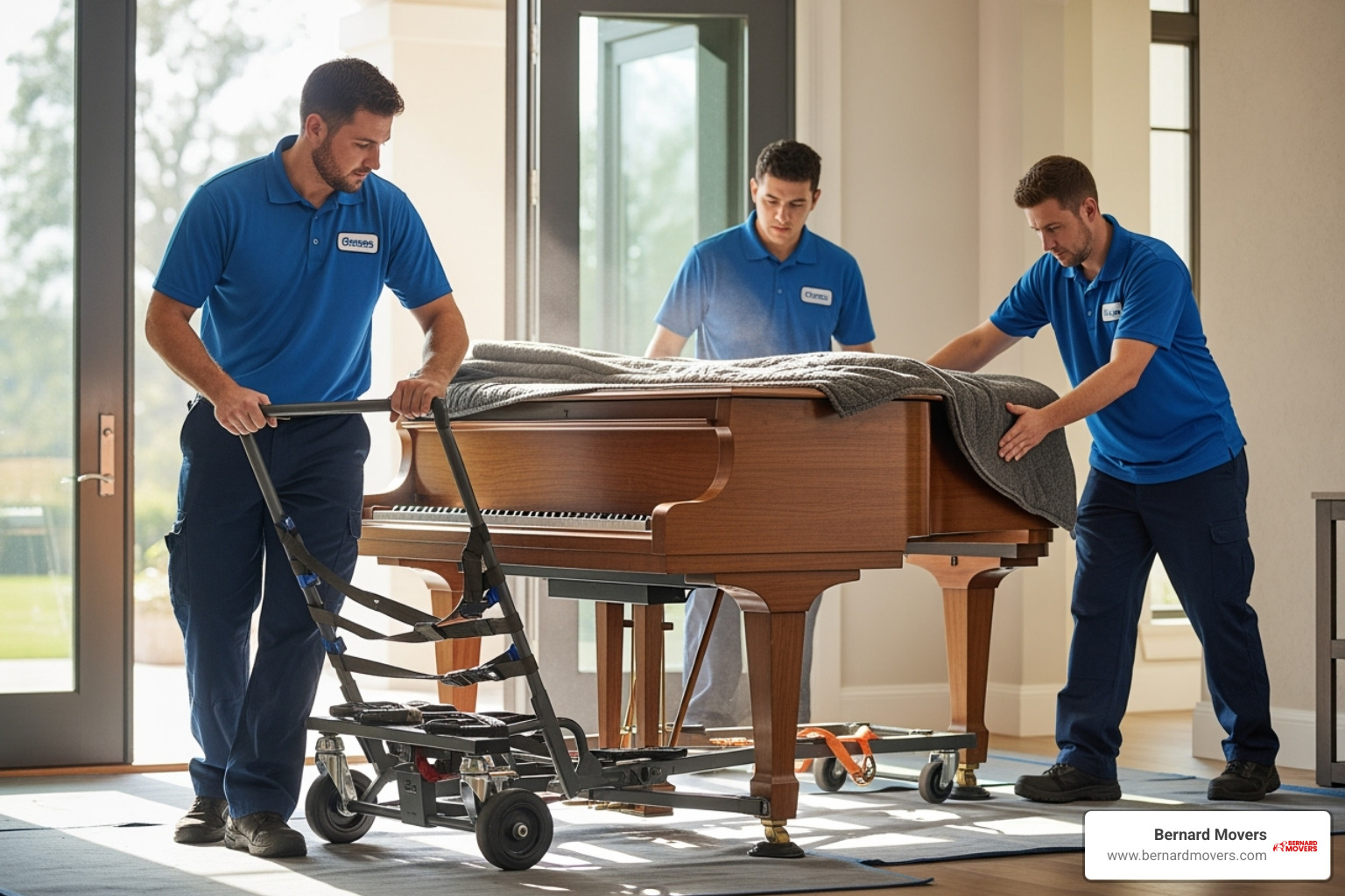 Bernard Movers' professional team successfully completing a heavy item delivery - Heavy item moving service Bernard Movers' professional team successfully completing a heavy item delivery - Heavy item moving service