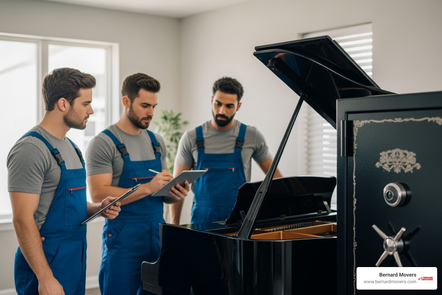 Bernard Movers' team assessing a large item for a quote - Heavy item moving service Bernard Movers' team assessing a large item for a quote - Heavy item moving service