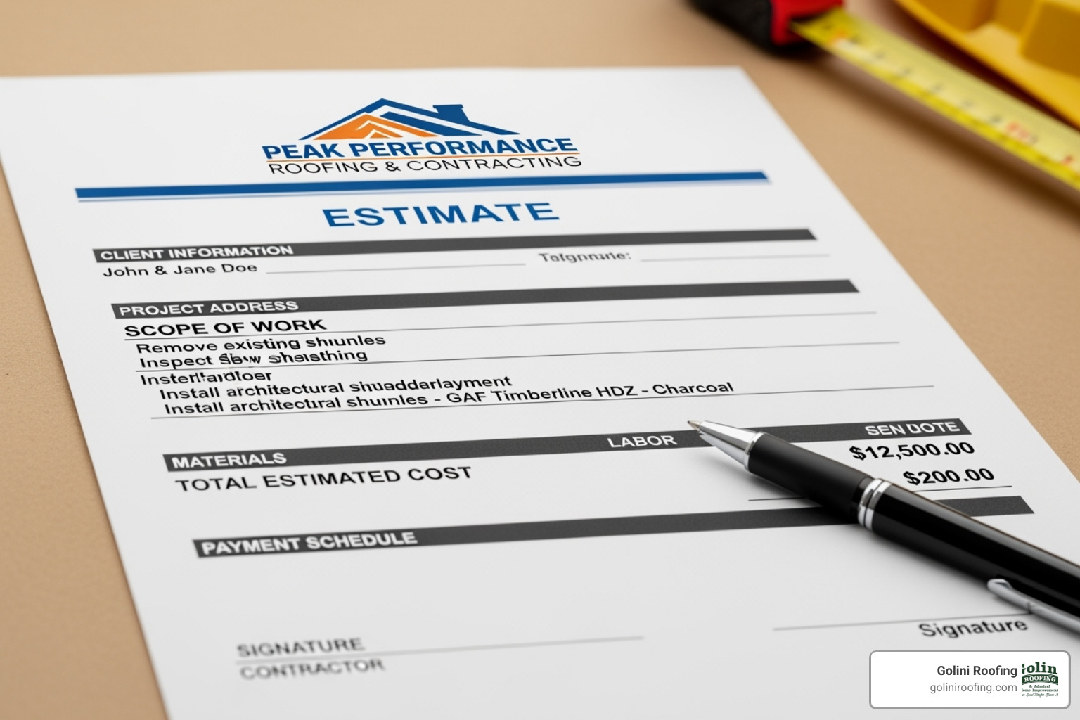 three different quotes side-by-side on a table - Roofing contractor quote three different quotes side-by-side on a table - Roofing contractor quote