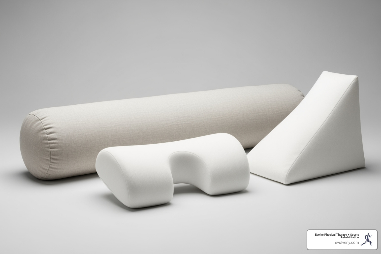 collection of different pillow types including cervical, body, and wedge pillows - ergonomics sleeping posture collection of different pillow types including cervical, body, and wedge pillows - ergonomics sleeping posture