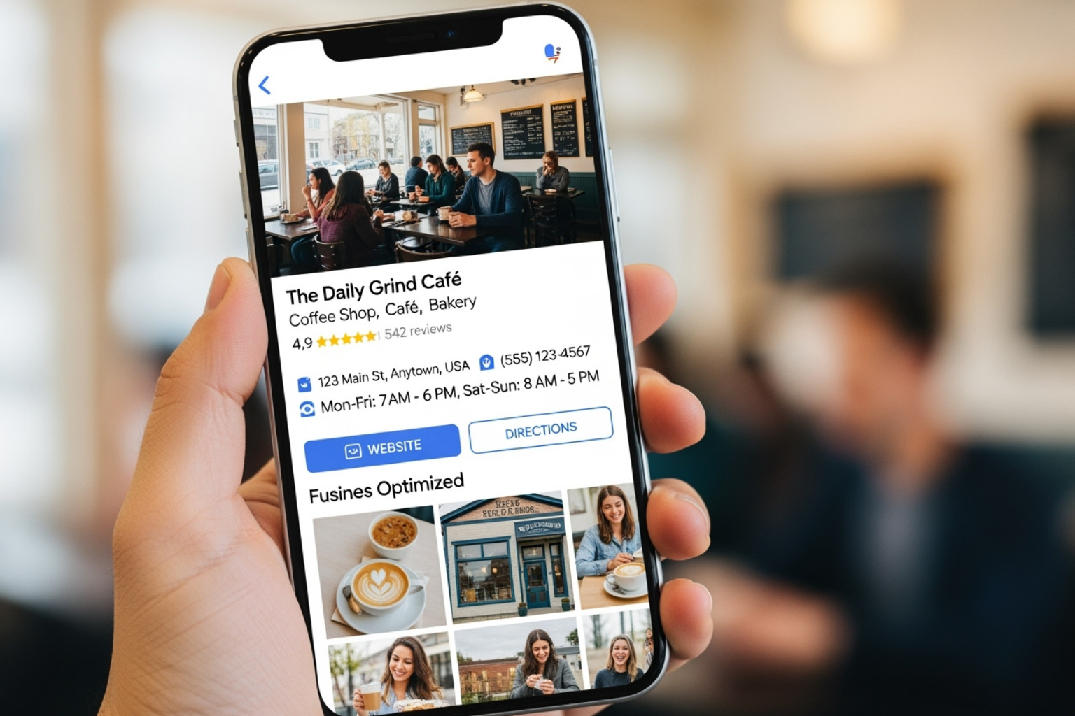 Fully optimized Google Business Profile on a smartphone - Local search ranking
