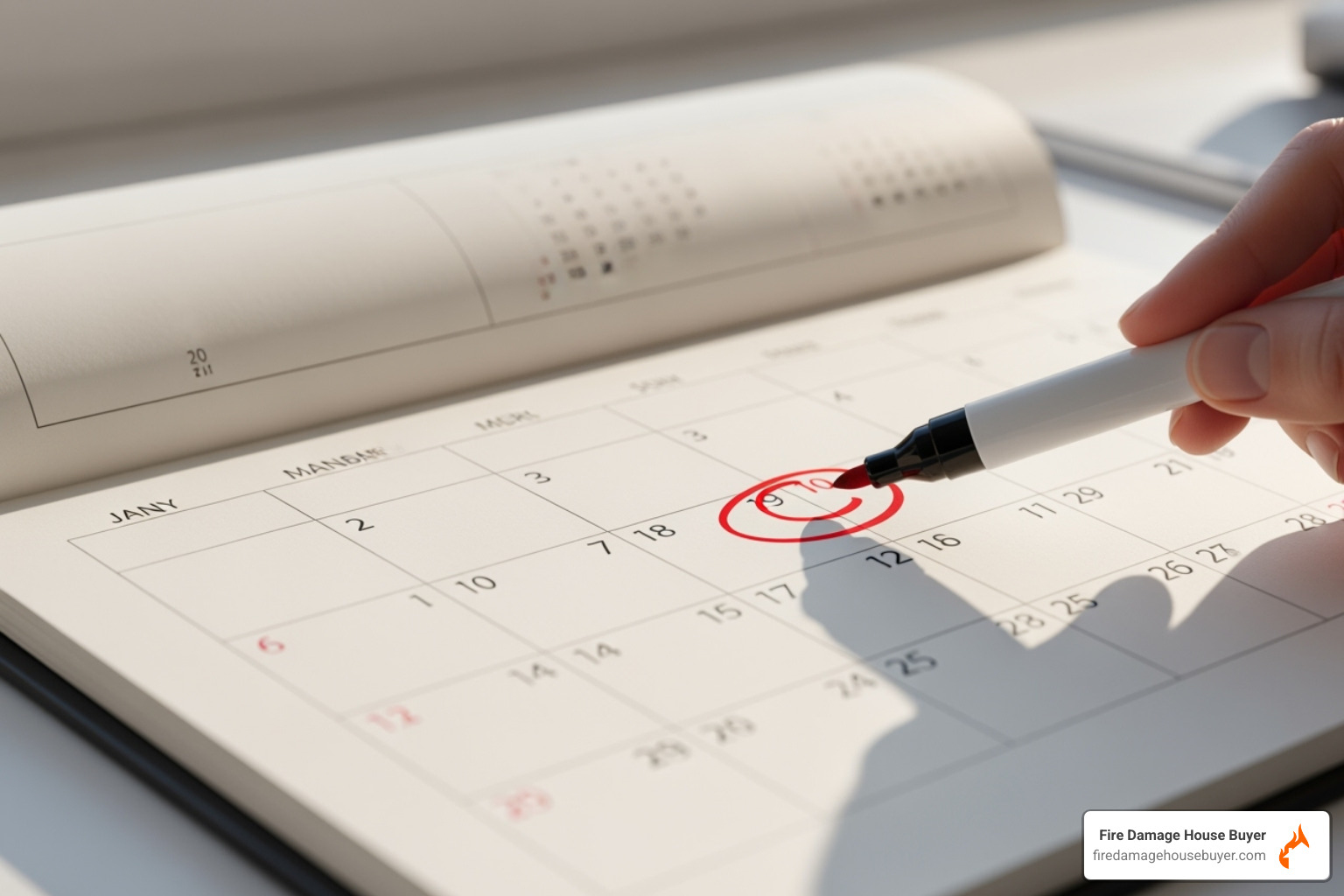 calendar with a check-in date circled - how to help a family whose house burned down calendar with a check-in date circled - how to help a family whose house burned down