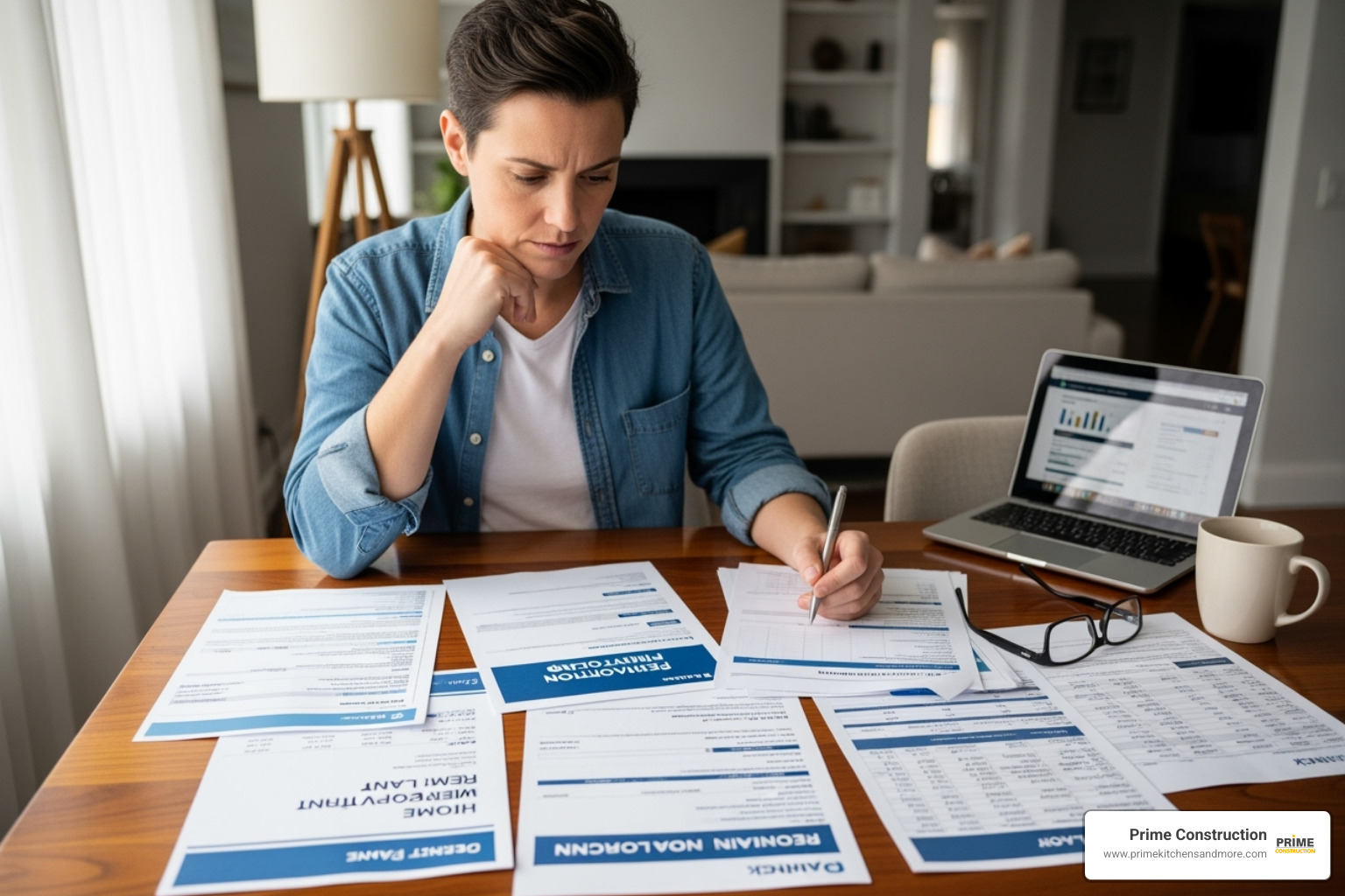 person comparing financing documents - kitchen remodel financing options