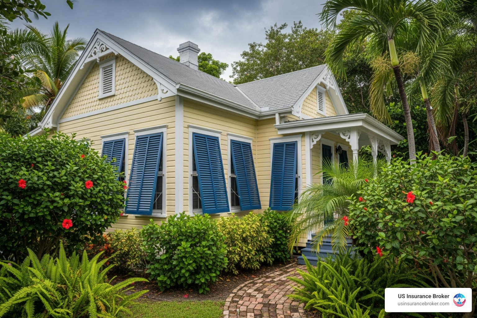 Hurricane shutters on a Key West house - Key West insurance Hurricane shutters on a Key West house - Key West insurance