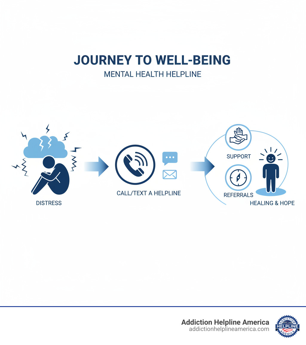 infographic showing the journey from experiencing distress to calling a mental health helpline to receiving support and referrals - mental health helpline infographic  infographic showing the journey from experiencing distress to calling a mental health helpline to receiving support and referrals - mental health helpline infographic