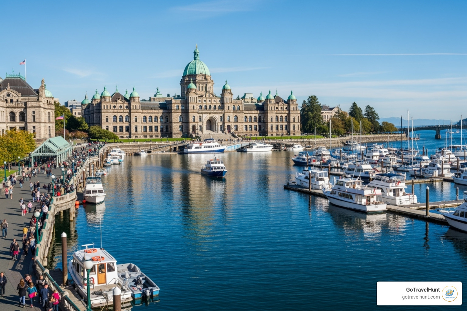 Victoria's Inner Harbour with Parliament Buildings - best city to travel to in canada