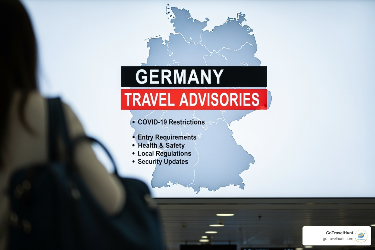 Smartphone showing a travel advisory alert - germany travel advisories Smartphone showing a travel advisory alert - germany travel advisories