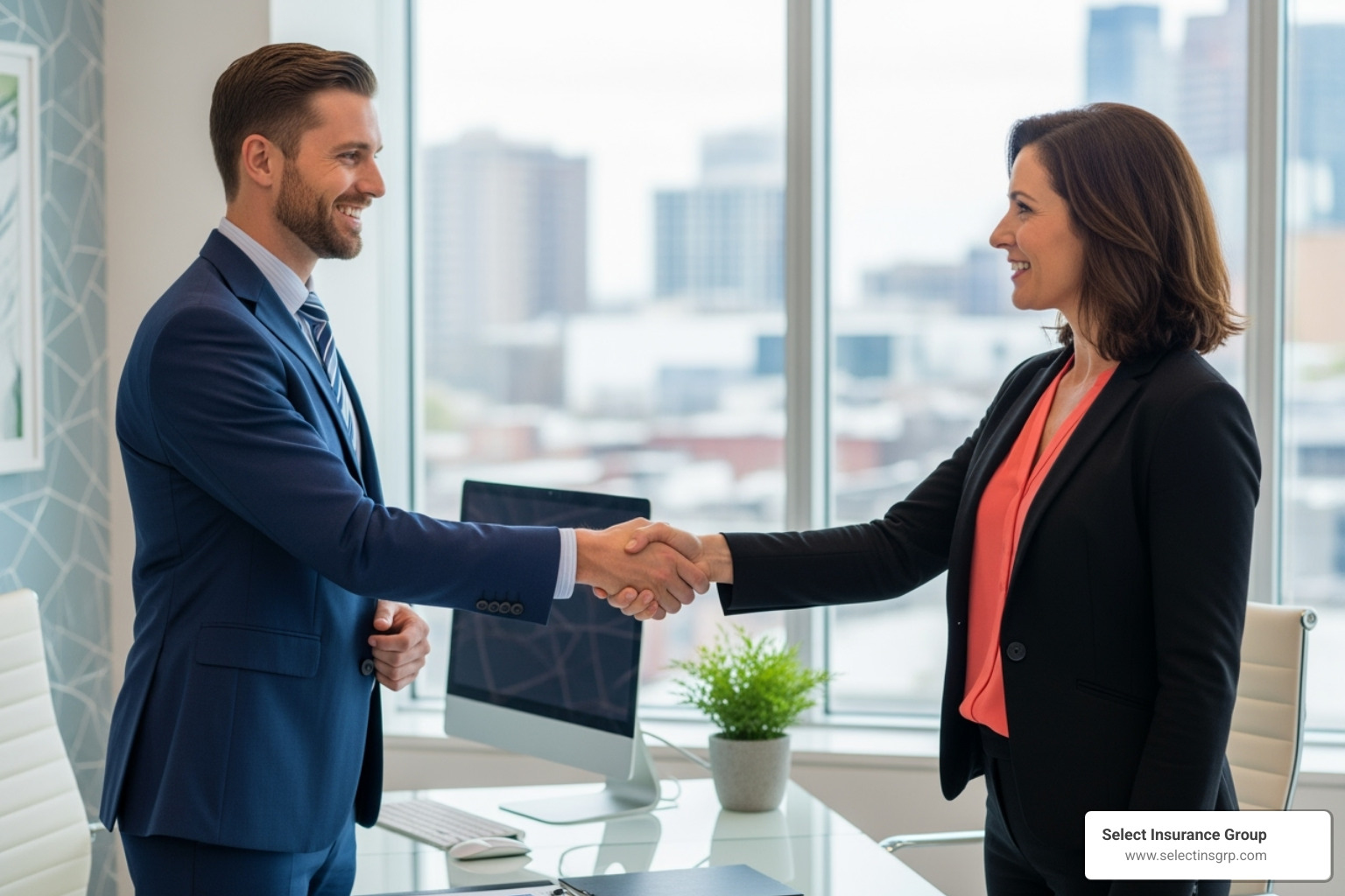 Friendly insurance agent shaking hands with a client - car insurance orlando florida