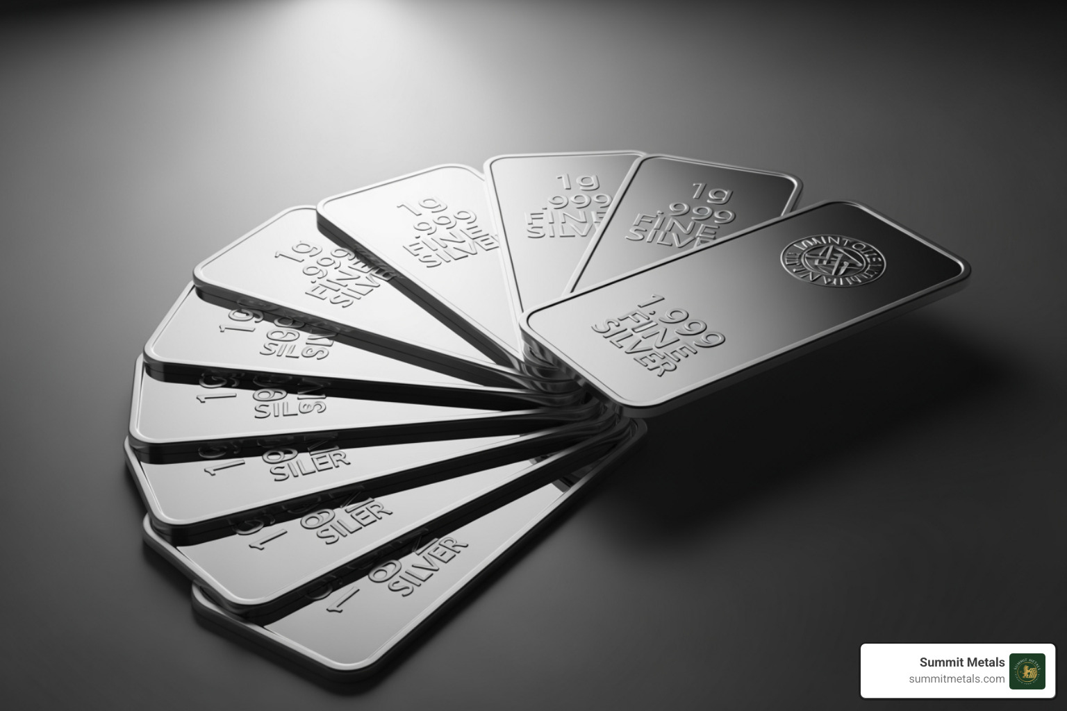 collection of 1-gram silver bars fanned out - buy 1 gram silver collection of 1-gram silver bars fanned out - buy 1 gram silver