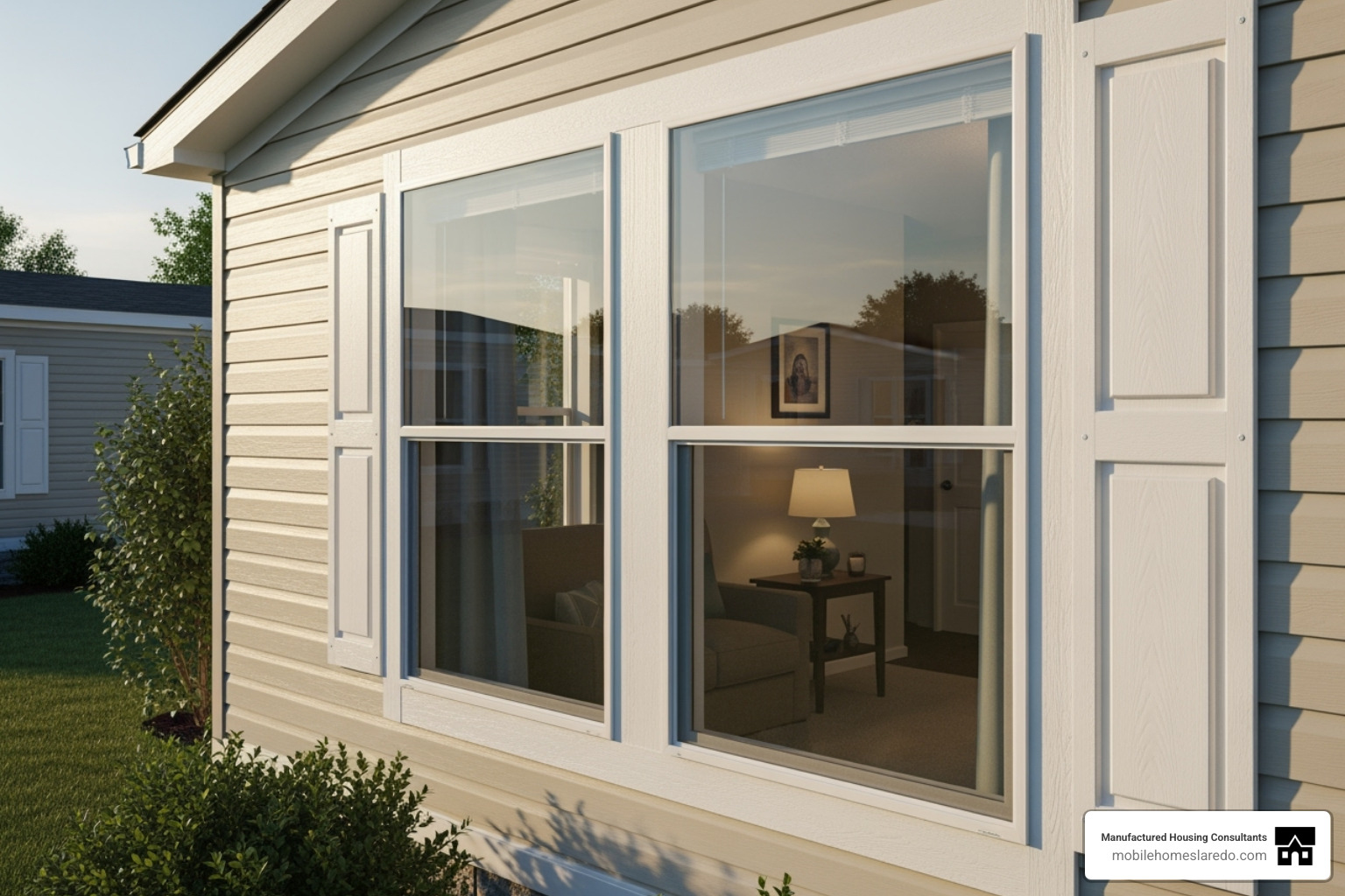 An energy-efficient window in a manufactured home, showcasing double-pane glass and a low-E coating - New manufactured homes Texas An energy-efficient window in a manufactured home, showcasing double-pane glass and a low-E coating - New manufactured homes Texas