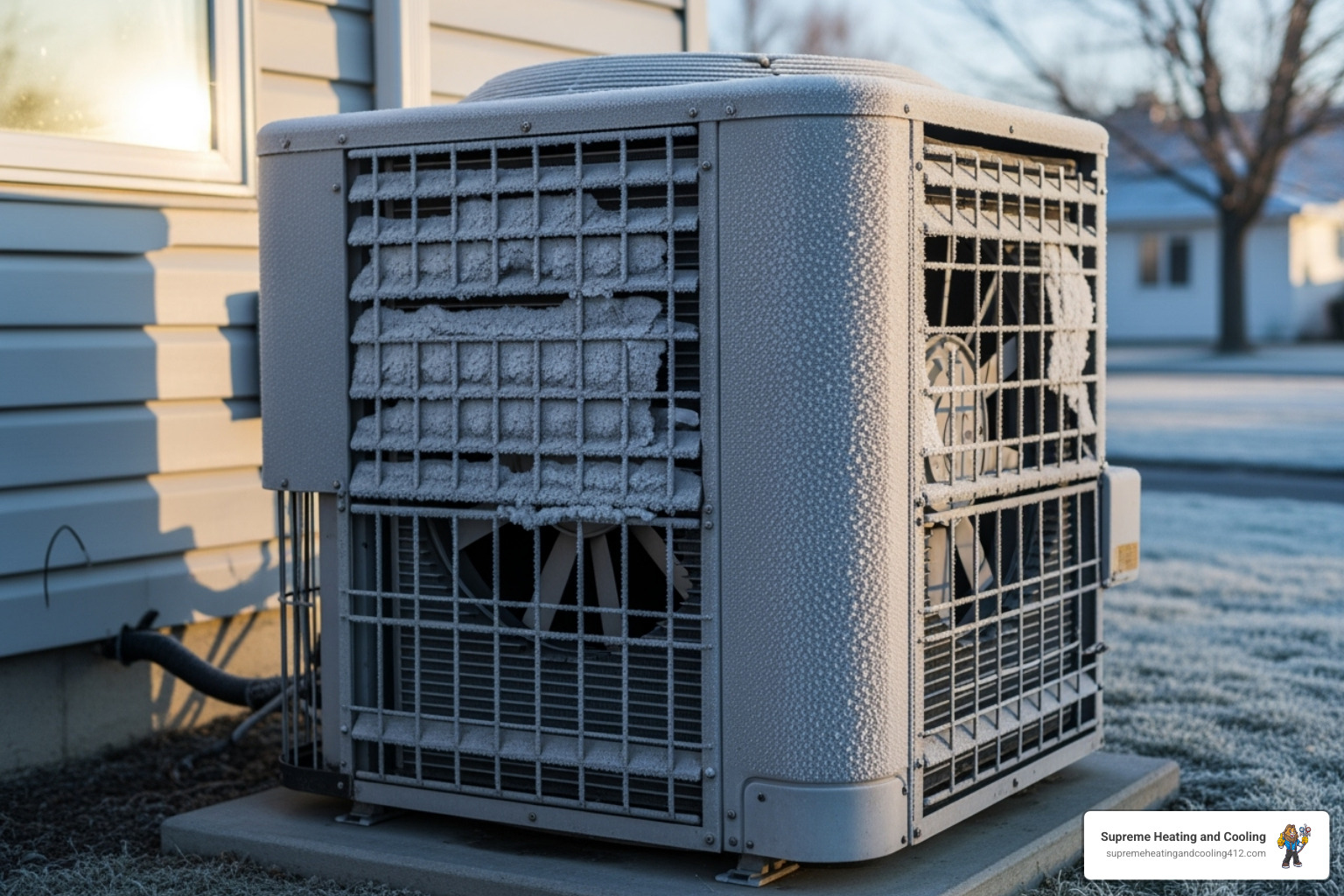 light frost on outdoor heat pump unit - heat pump blowing cold air in castle shannon, pa