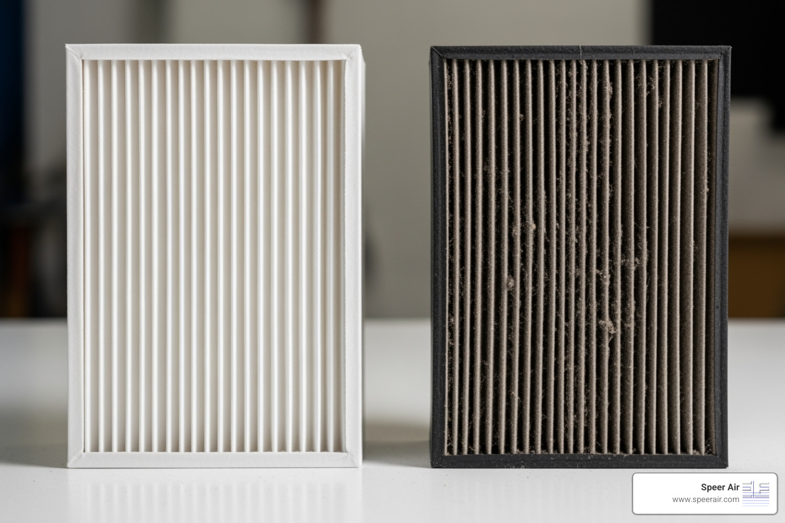 A clean furnace filter next to a dirty one - furnace installation rockaway nj A clean furnace filter next to a dirty one - furnace installation rockaway nj