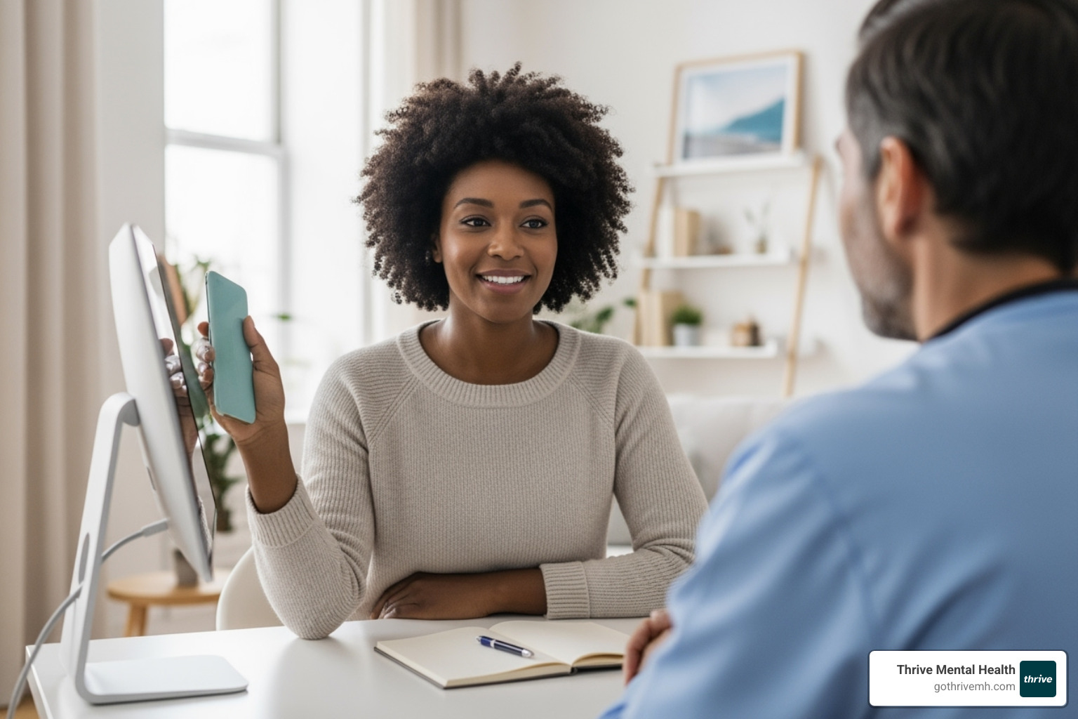 Person confidently speaking with a healthcare provider on a video call - What are the best treatment centers for adults with co-occurring autism and depression?