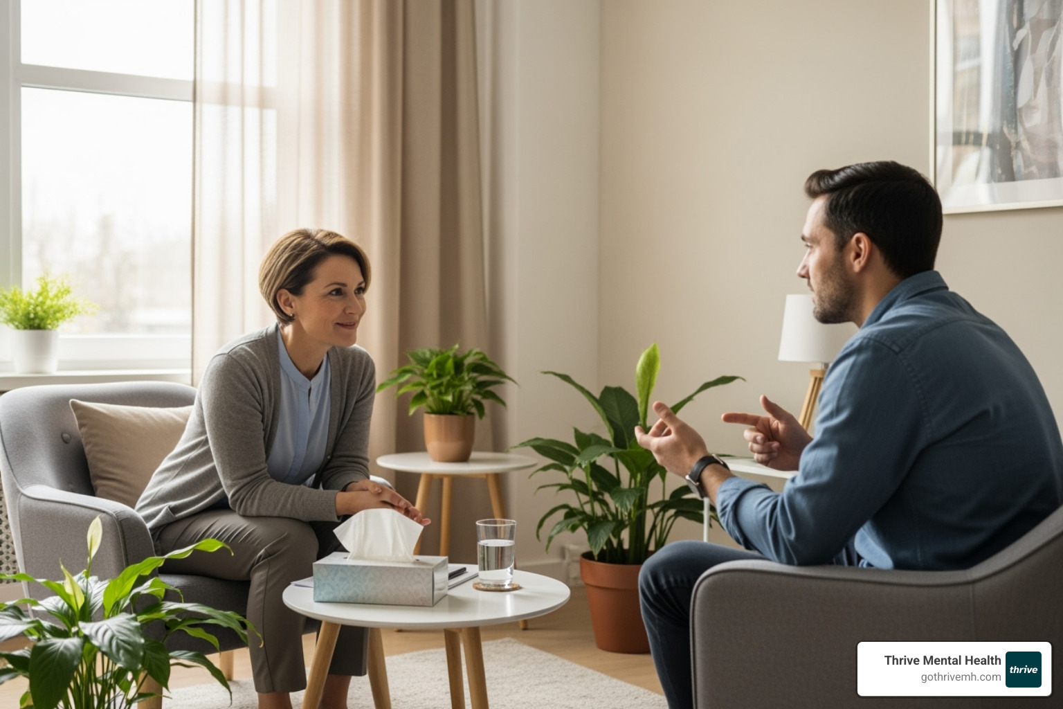 Therapist and client in a supportive, one-on-one setting - What are the best treatment centers for adults with co-occurring autism and depression?