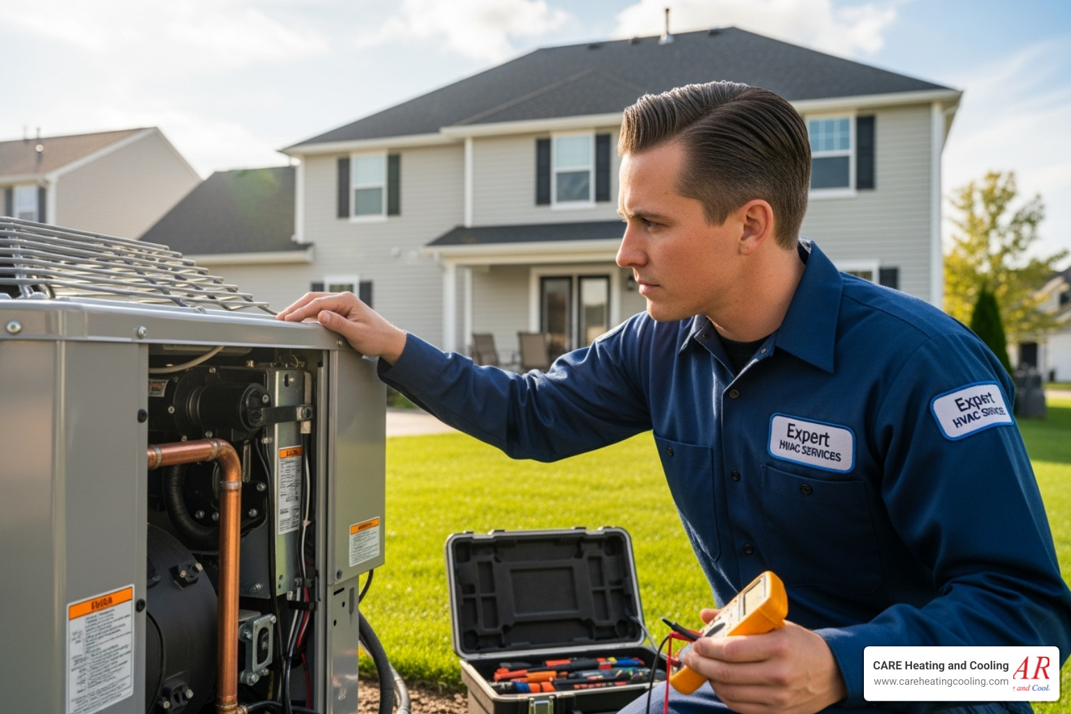 technician performing maintenance on a heat pump - heat pump service gahanna technician performing maintenance on a heat pump - heat pump service gahanna