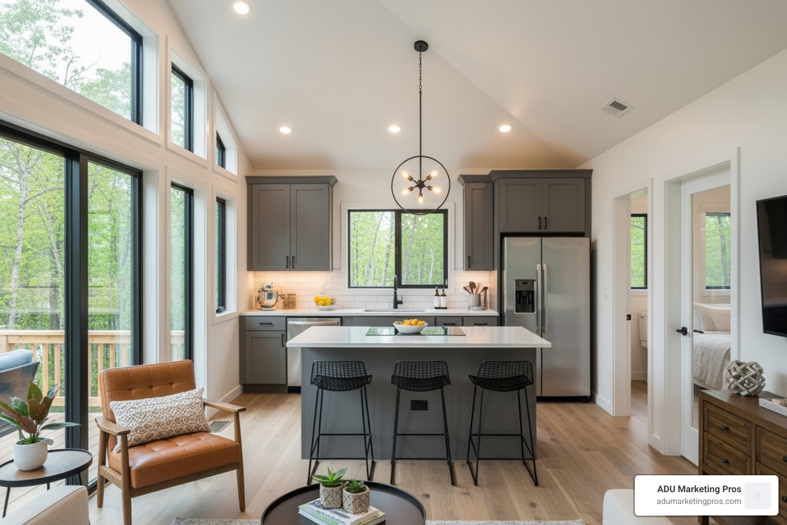 interior of a 600 sq ft prefab home - 600 sq ft prefab home