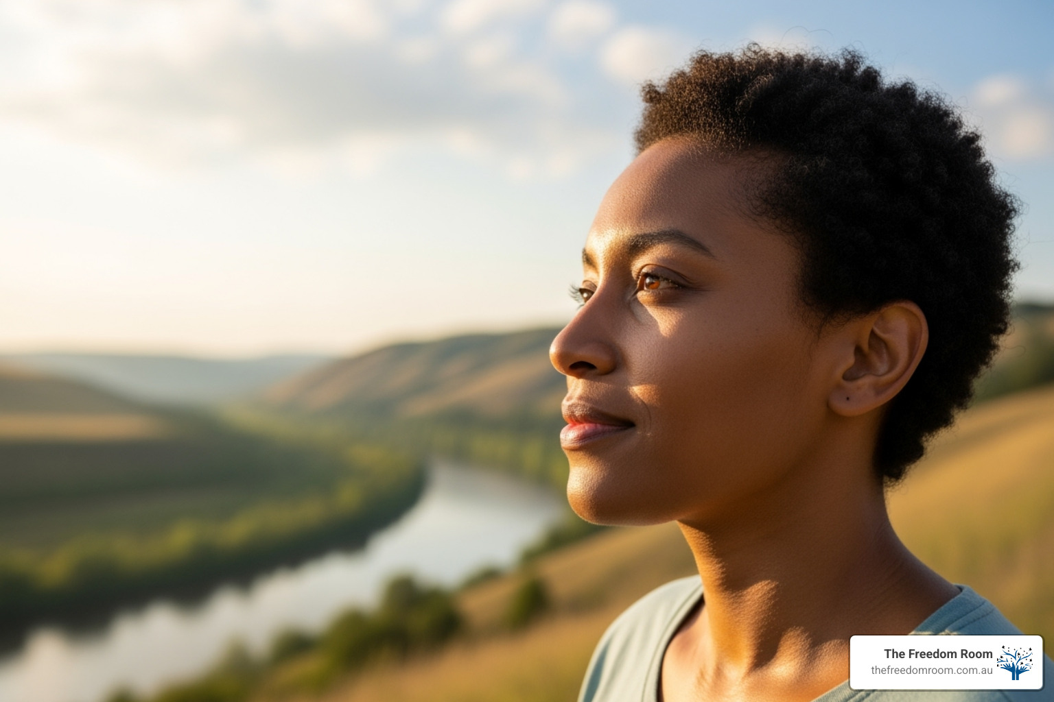 Woman looking out over a beautiful valley, finding hope and clarity through effective CBT treatment for addiction.