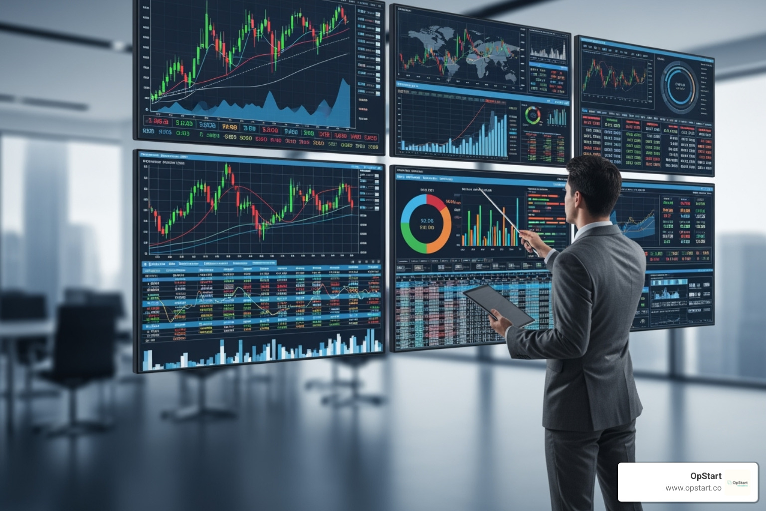 Image of a person presenting financial data on multiple screens - Investor relations strategy Image of a person presenting financial data on multiple screens - Investor relations strategy