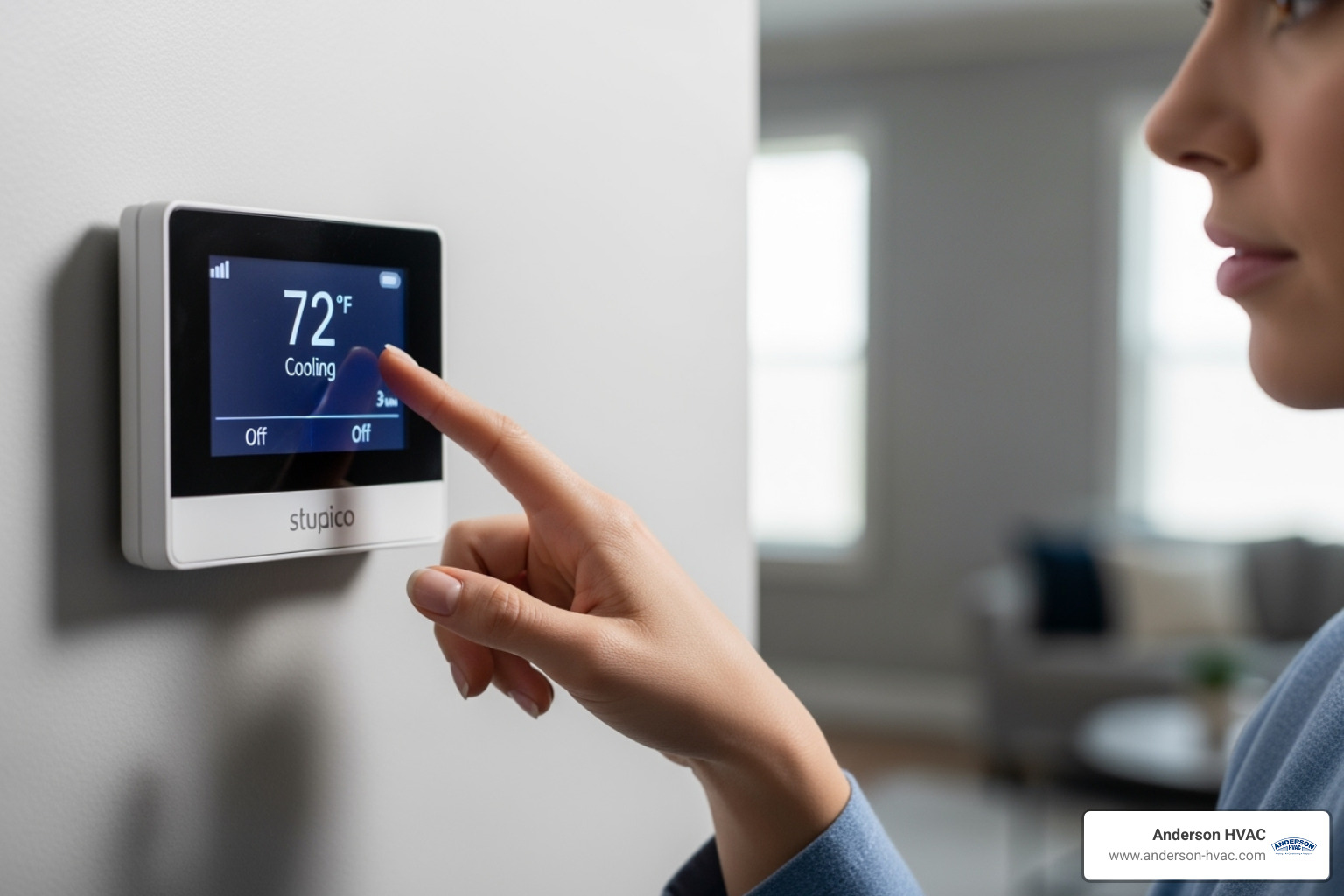 A person safely turning off their HVAC thermostat - 24 hour duct cleaning service in north ogden, ut