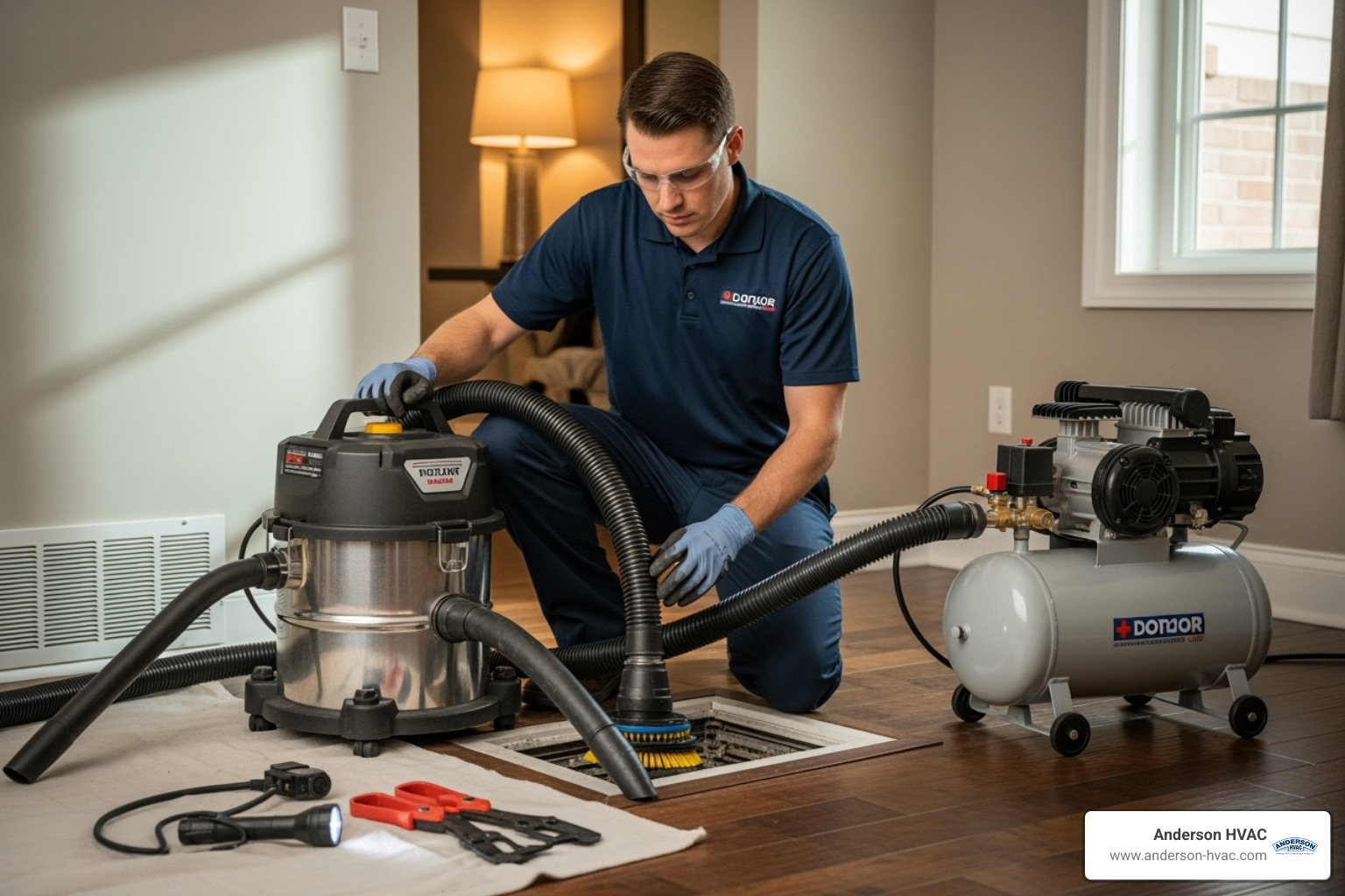 A professional technician using advanced duct cleaning equipment - 24 hour duct cleaning service in north ogden, ut