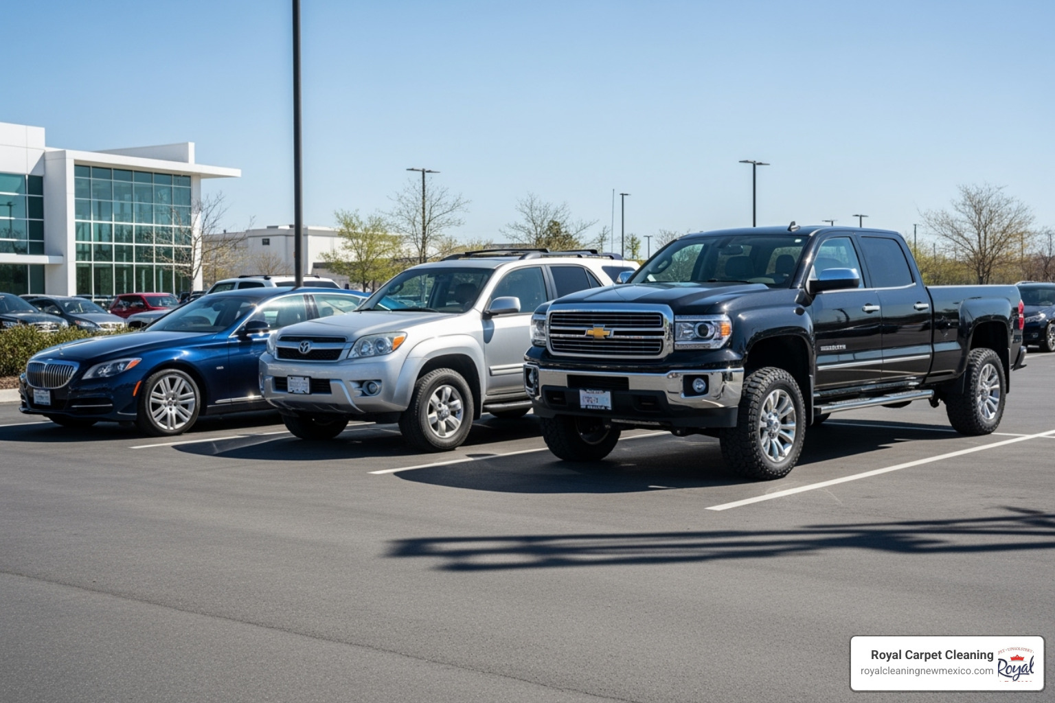 sedan, SUV, and truck side-by-side - interior cleaning car price