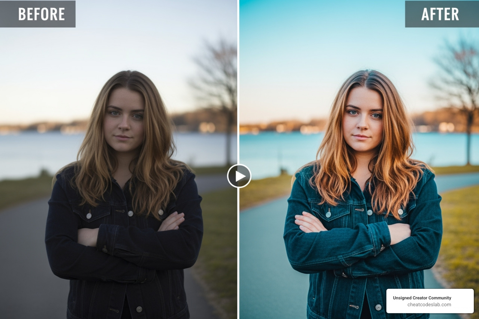 before-and-after of a professionally edited video clip - social media production company