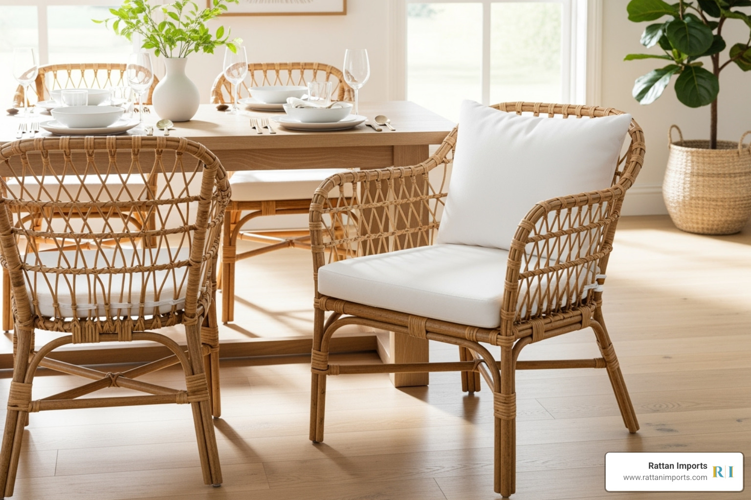 stylish rattan dining armchair with a plush white cushion in a bright dining space - dining arm chair stylish rattan dining armchair with a plush white cushion in a bright dining space - dining arm chair