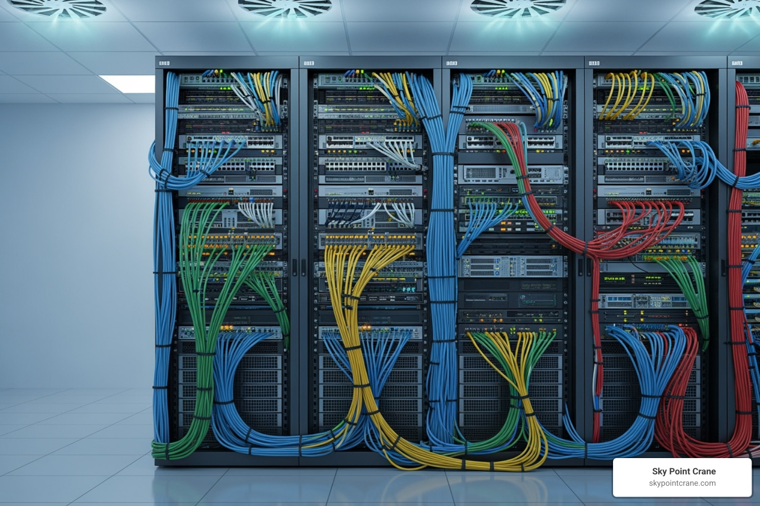 a server rack with network cables neatly organized - Enterprise data center