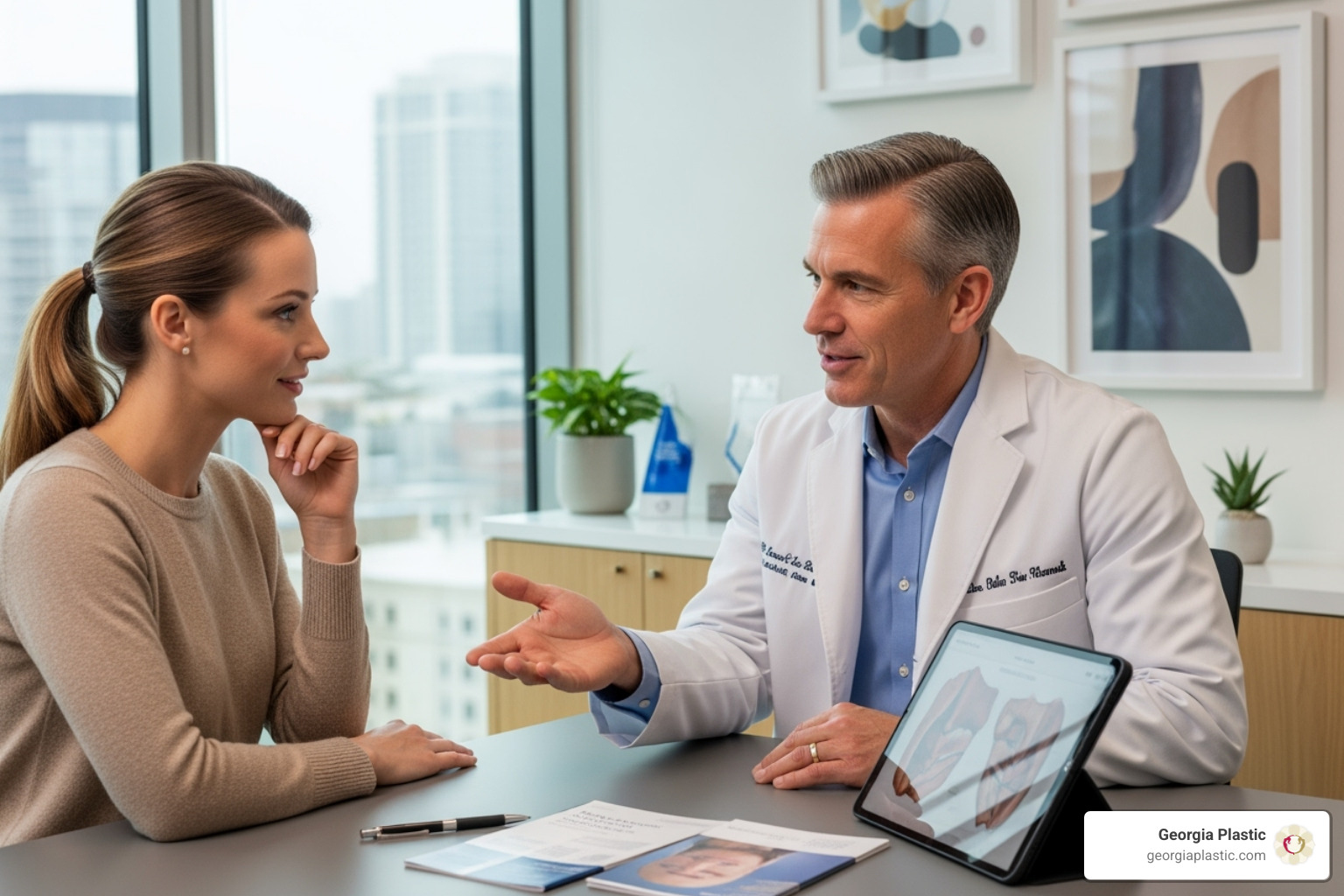 patient and surgeon consultation - mommy makeover specials in atlanta ga