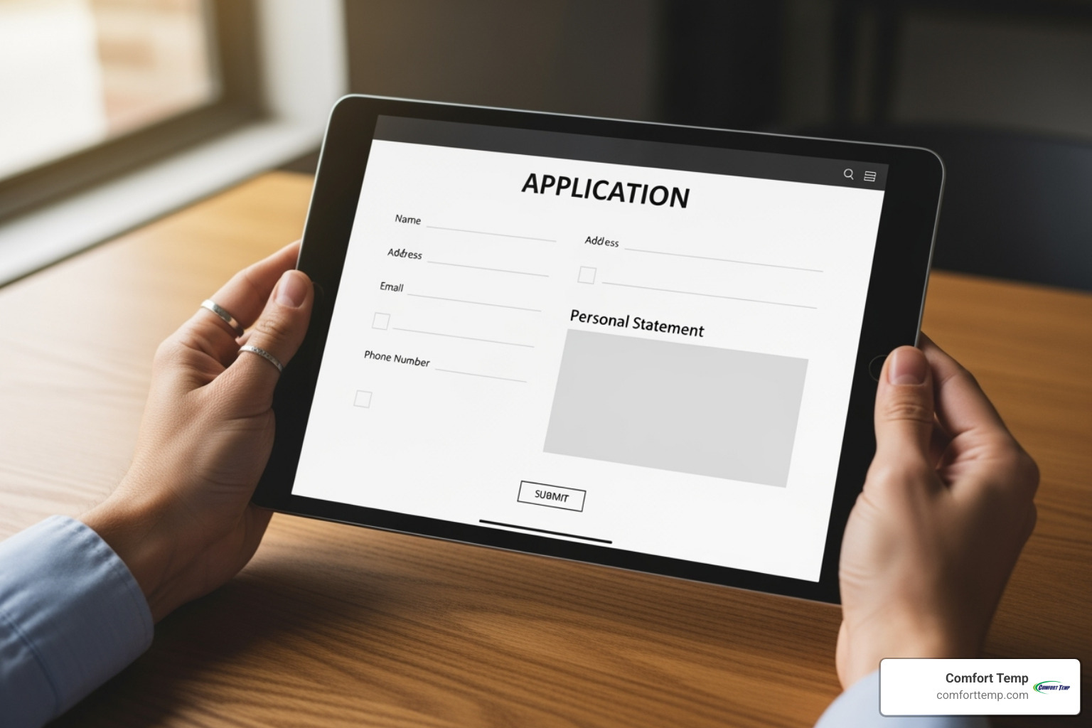 one-page digital application form on a tablet - commercial hvac financing one-page digital application form on a tablet - commercial hvac financing