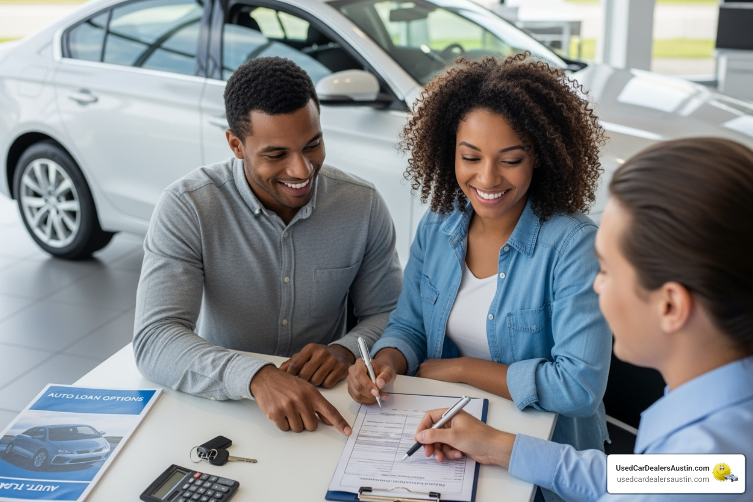 A flowchart showing different lending paths: Applicant -> Bank/Credit Union (Direct Lending) or Applicant -> Dealership -> Lenders (Indirect Lending) - auto financing