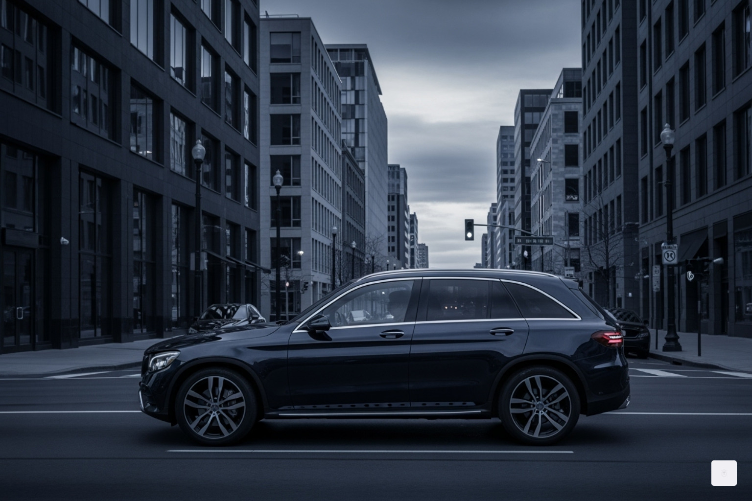 Mercedes-Benz GLC navigating a stylish urban street - luxury suv Mercedes-Benz GLC navigating a stylish urban street - luxury suv