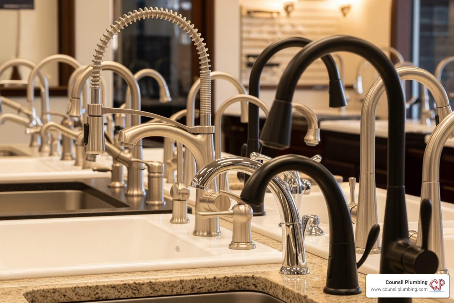variety of faucet styles (pull-down, touchless, single-handle) - faucet installations los altos california