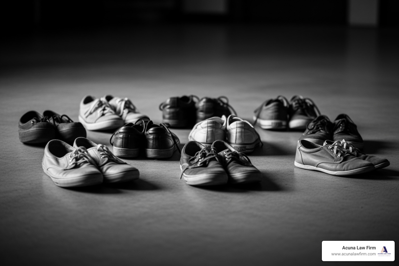 black and white photo of empty shoes representing emotional toll - drunk driving fatal accident black and white photo of empty shoes representing emotional toll - drunk driving fatal accident