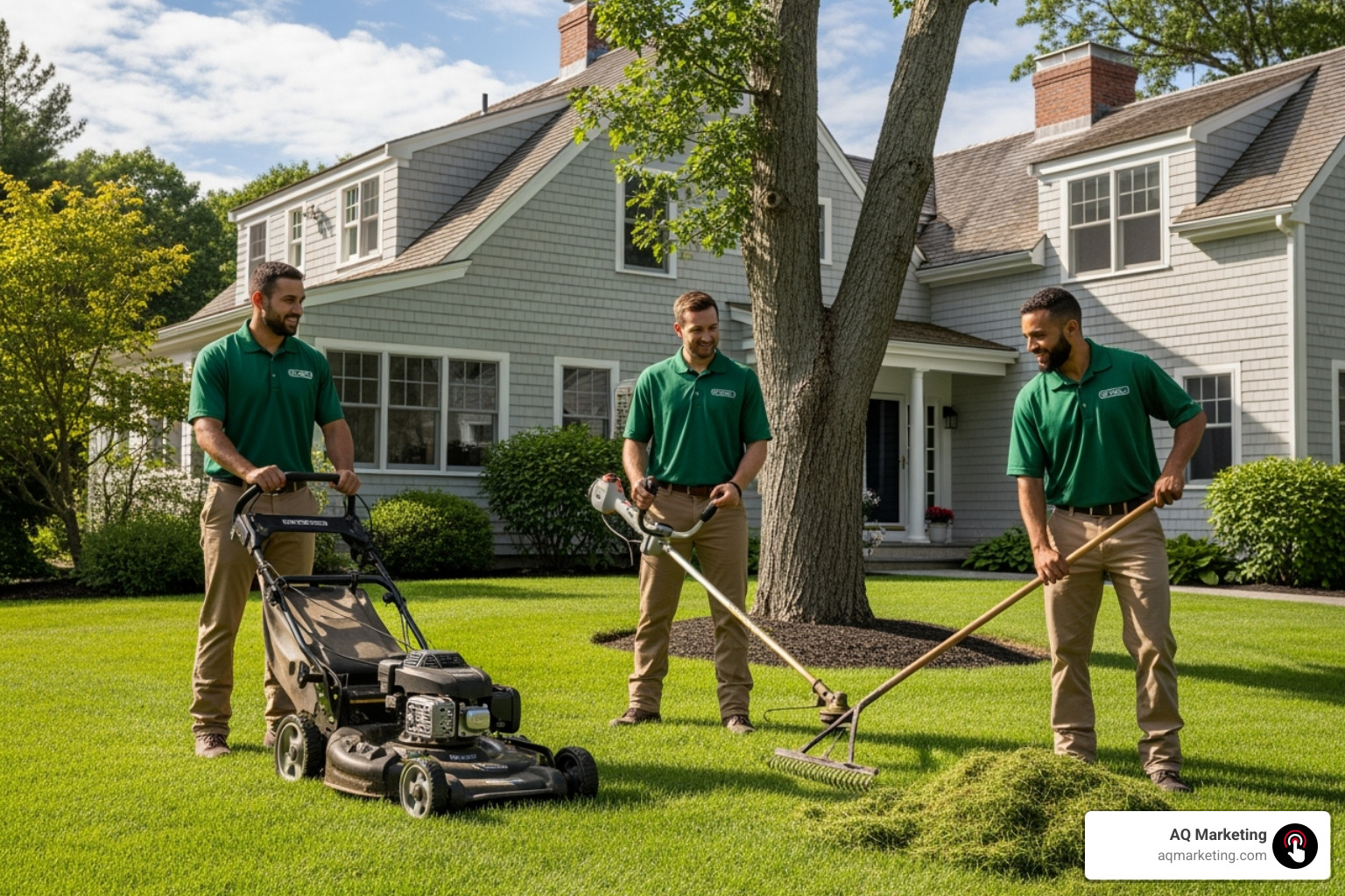 Friendly, uniformed local lawn care team in Massachusetts - Lawn care website design Friendly, uniformed local lawn care team in Massachusetts - Lawn care website design