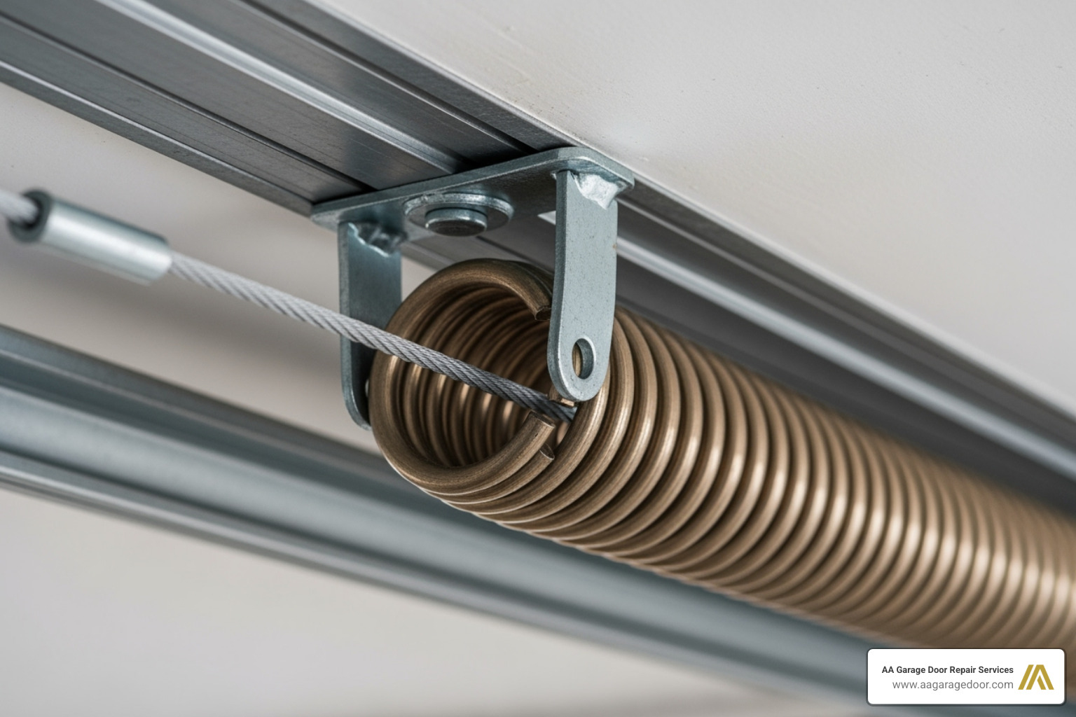 Extension spring installed with a safety cable running through its center - replace garage spring