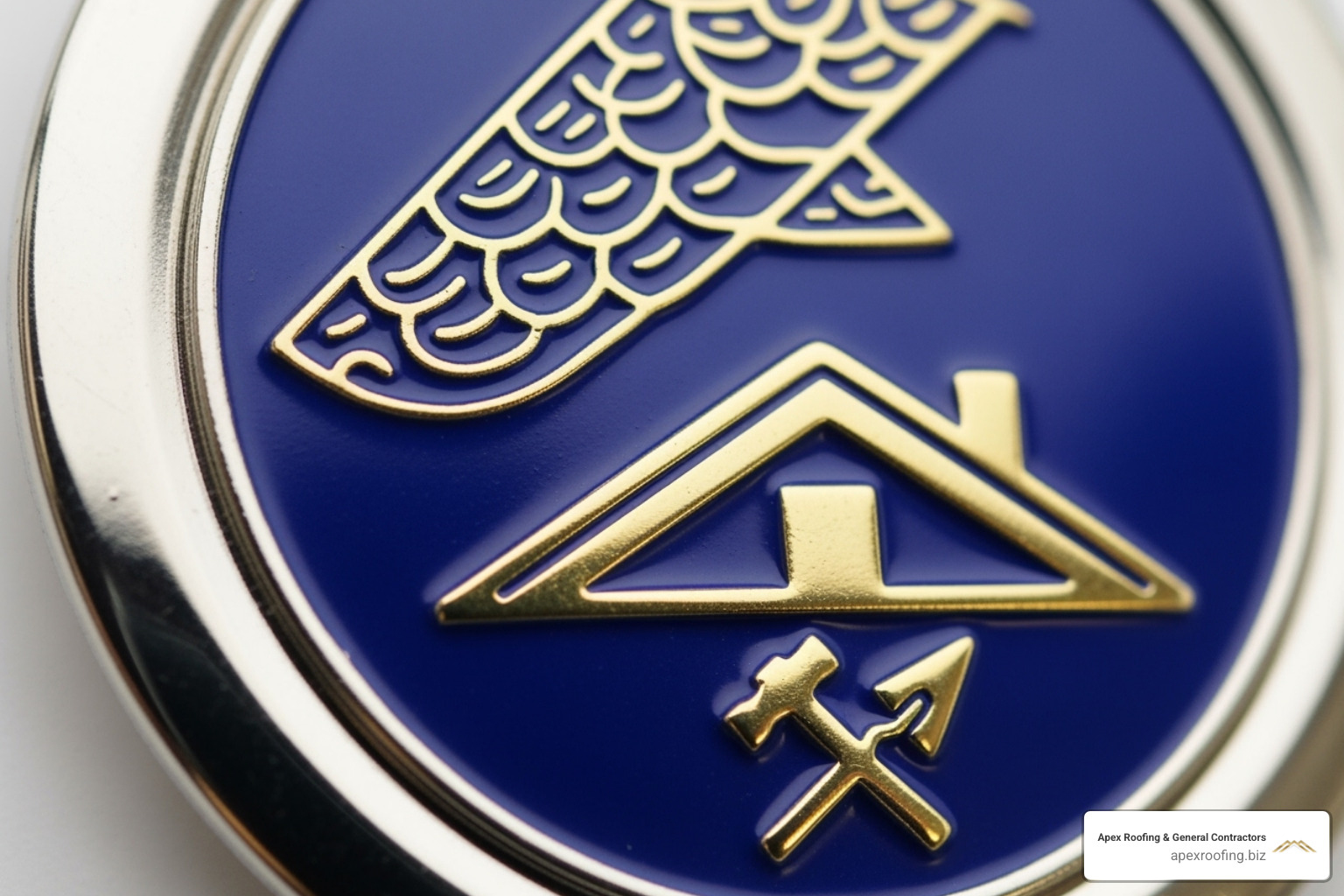 a roofer's certification badge, like Haag Certified or NRCIA - local roof inspector