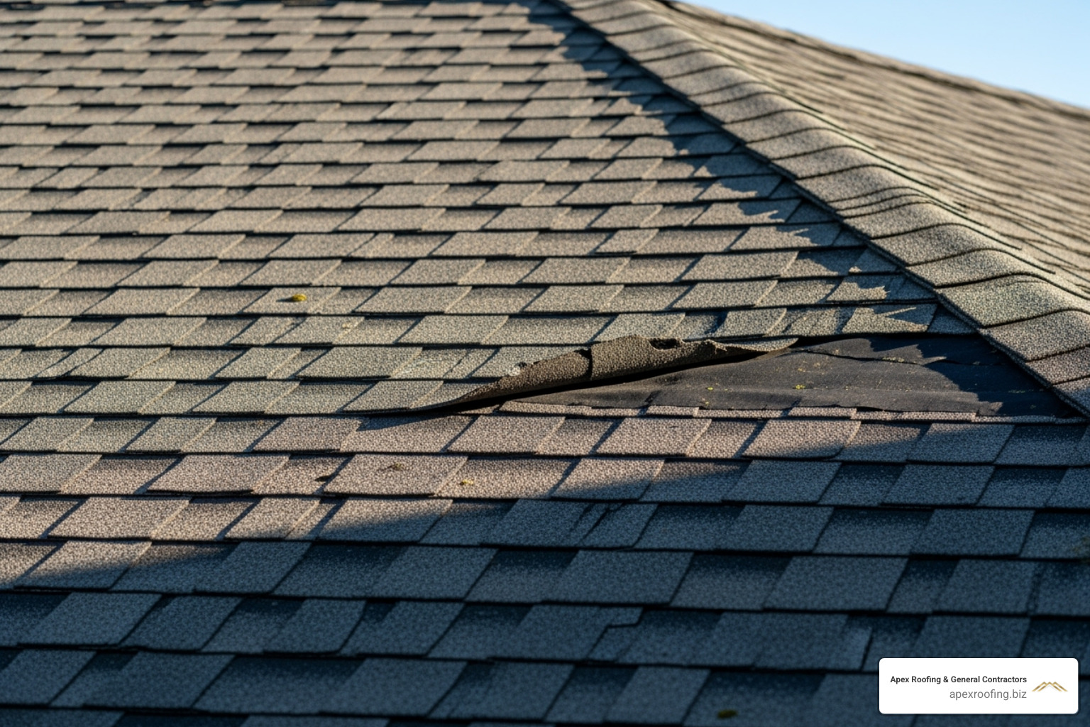 image of curled and cracked asphalt shingles on a roof - residential roofing contractor near me